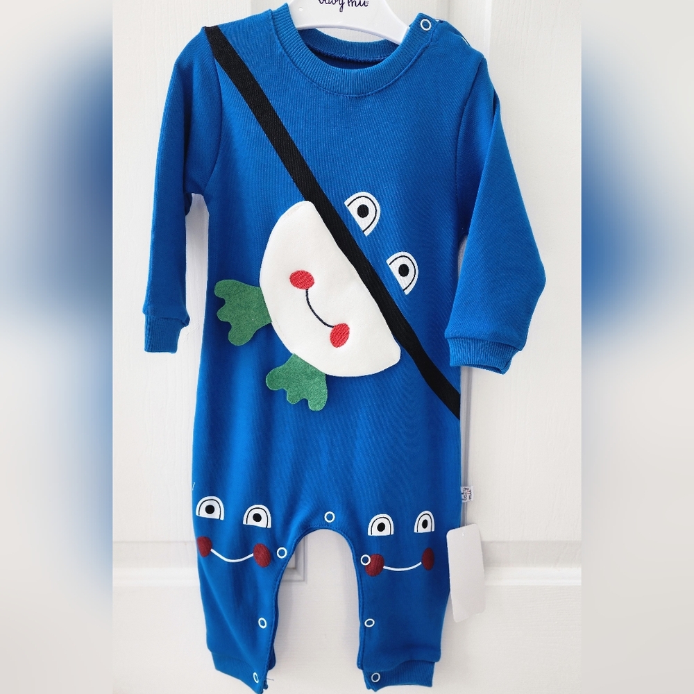 Baby Romper Blue "Frog" Size 3 & 9 Months
